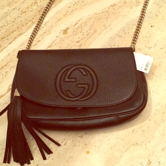 Gucci Bags Gucci Black With Gold Chain Shoulder Bag Poshmark